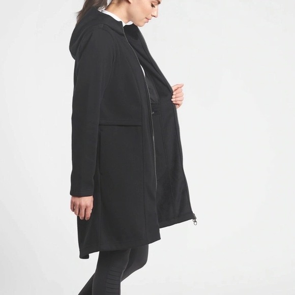 Athleta Black Hooded Full Zip Longline Athleisure Jacket Women's Size XS - Picture 3 of 11